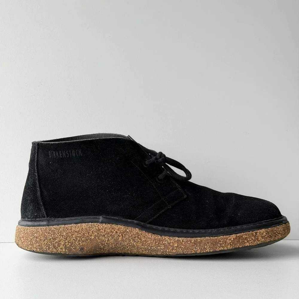 Birkenstock Dundee Plus Chukka Boots Mens 45 Black Suede Cork Sole Lace Up Shoes
